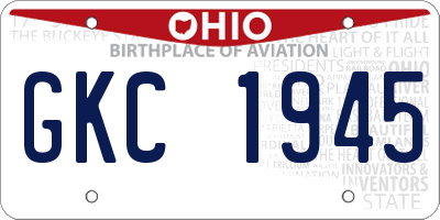 OH license plate GKC1945