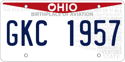 OH license plate GKC1957