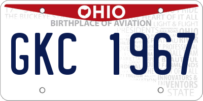 OH license plate GKC1967