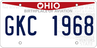 OH license plate GKC1968