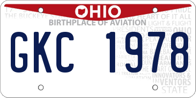 OH license plate GKC1978