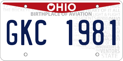 OH license plate GKC1981