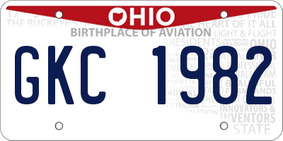 OH license plate GKC1982