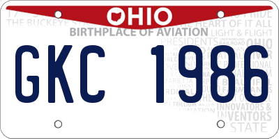 OH license plate GKC1986