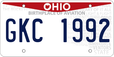 OH license plate GKC1992