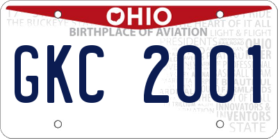 OH license plate GKC2001