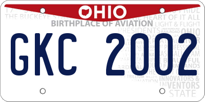 OH license plate GKC2002