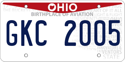 OH license plate GKC2005