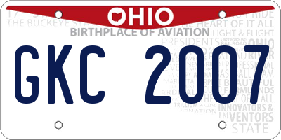 OH license plate GKC2007