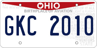 OH license plate GKC2010