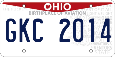 OH license plate GKC2014