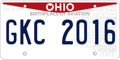 OH license plate GKC2016