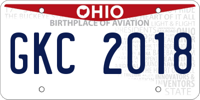 OH license plate GKC2018