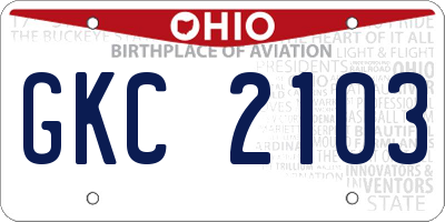 OH license plate GKC2103