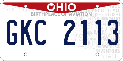 OH license plate GKC2113