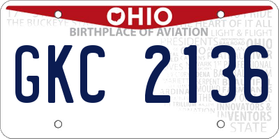 OH license plate GKC2136