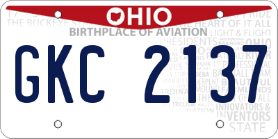 OH license plate GKC2137