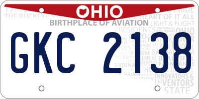 OH license plate GKC2138