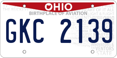 OH license plate GKC2139