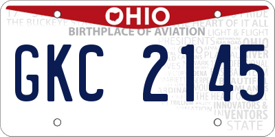 OH license plate GKC2145