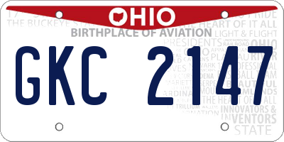 OH license plate GKC2147
