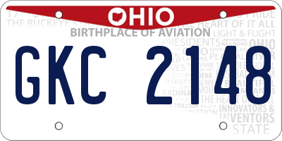 OH license plate GKC2148