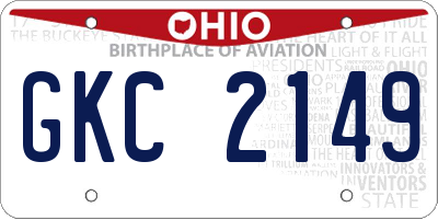 OH license plate GKC2149
