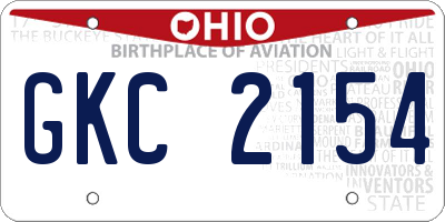 OH license plate GKC2154