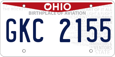 OH license plate GKC2155