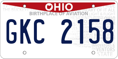 OH license plate GKC2158