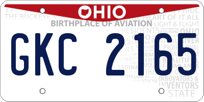OH license plate GKC2165