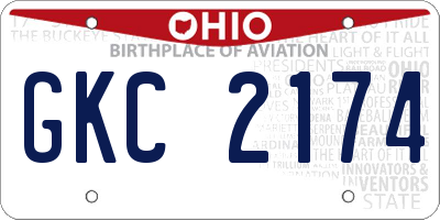 OH license plate GKC2174