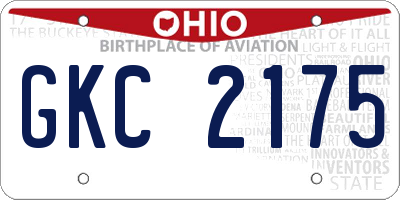 OH license plate GKC2175