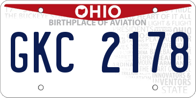 OH license plate GKC2178