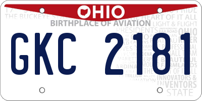 OH license plate GKC2181