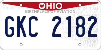 OH license plate GKC2182