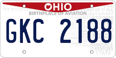OH license plate GKC2188