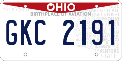 OH license plate GKC2191