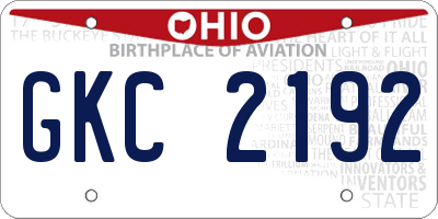 OH license plate GKC2192
