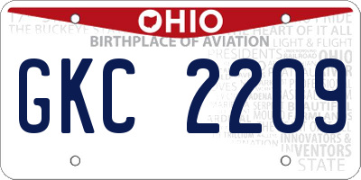 OH license plate GKC2209