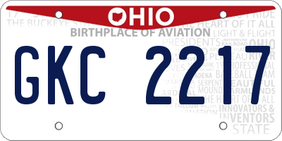 OH license plate GKC2217
