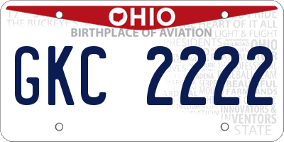 OH license plate GKC2222