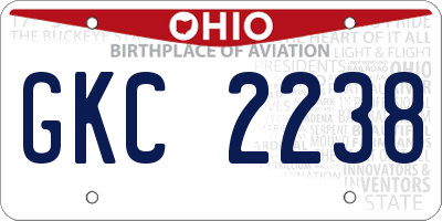 OH license plate GKC2238