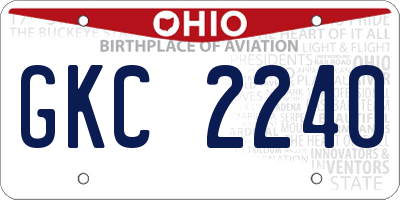 OH license plate GKC2240