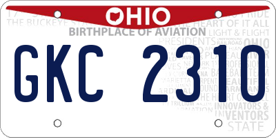 OH license plate GKC2310