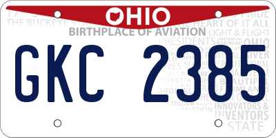 OH license plate GKC2385