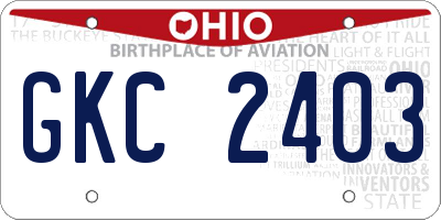 OH license plate GKC2403