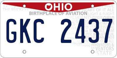 OH license plate GKC2437