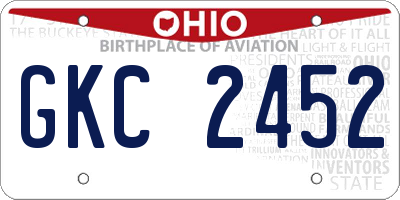 OH license plate GKC2452