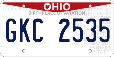 OH license plate GKC2535